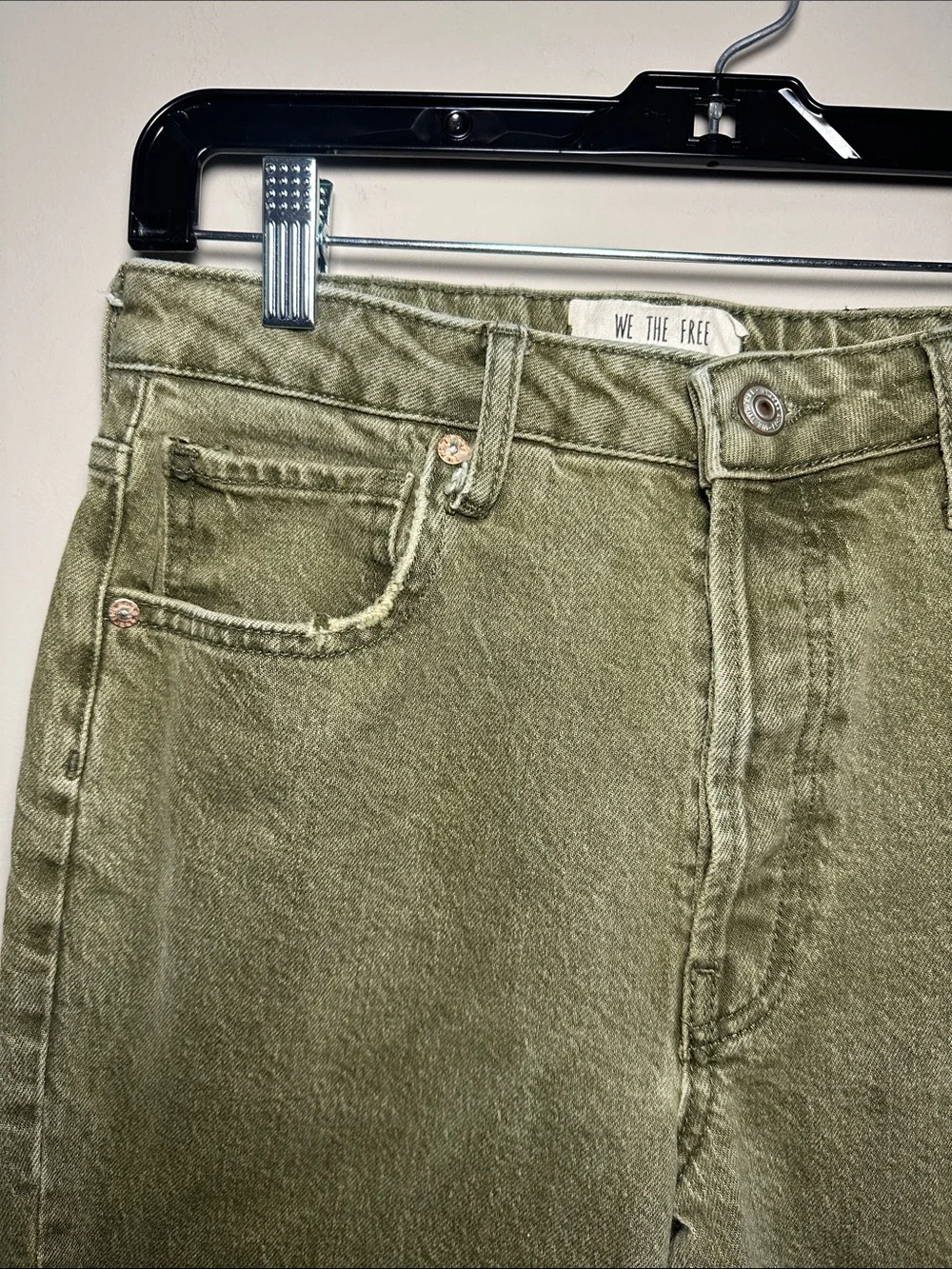 We the free olive High-Waist Distressed Skinny Jeans